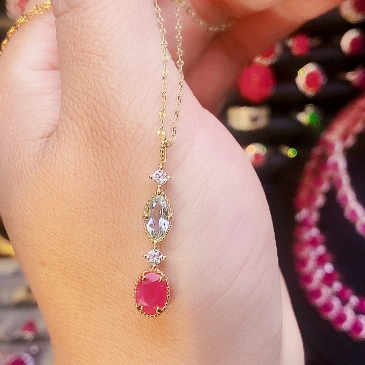 颈饰红宝石银S925镶嵌