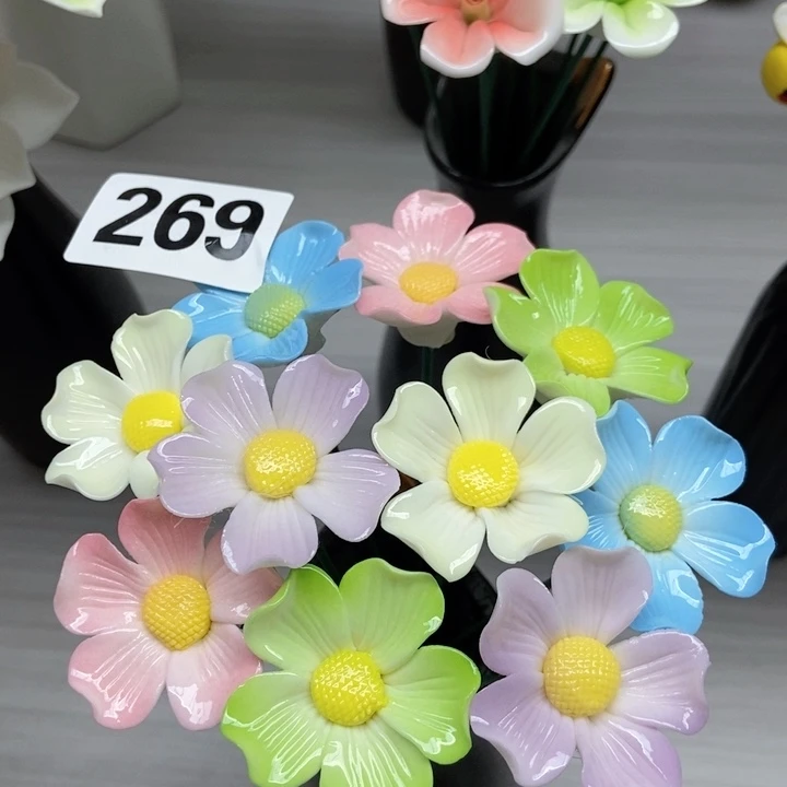 摆件手工制作陶瓷花10朵