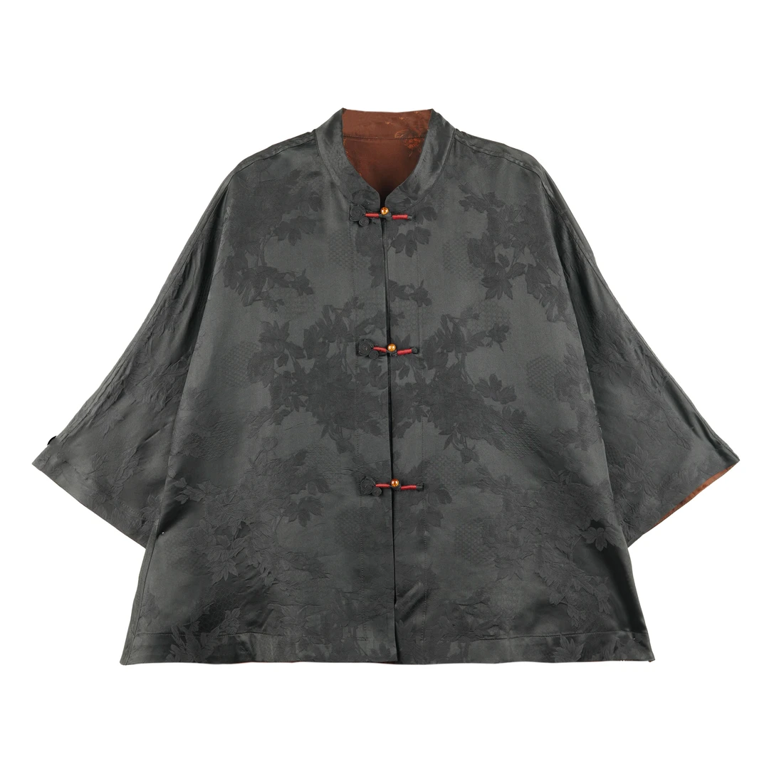 MM 2025款时尚国风紫金重缎冠乐绉重磅提花中式外套24zh549