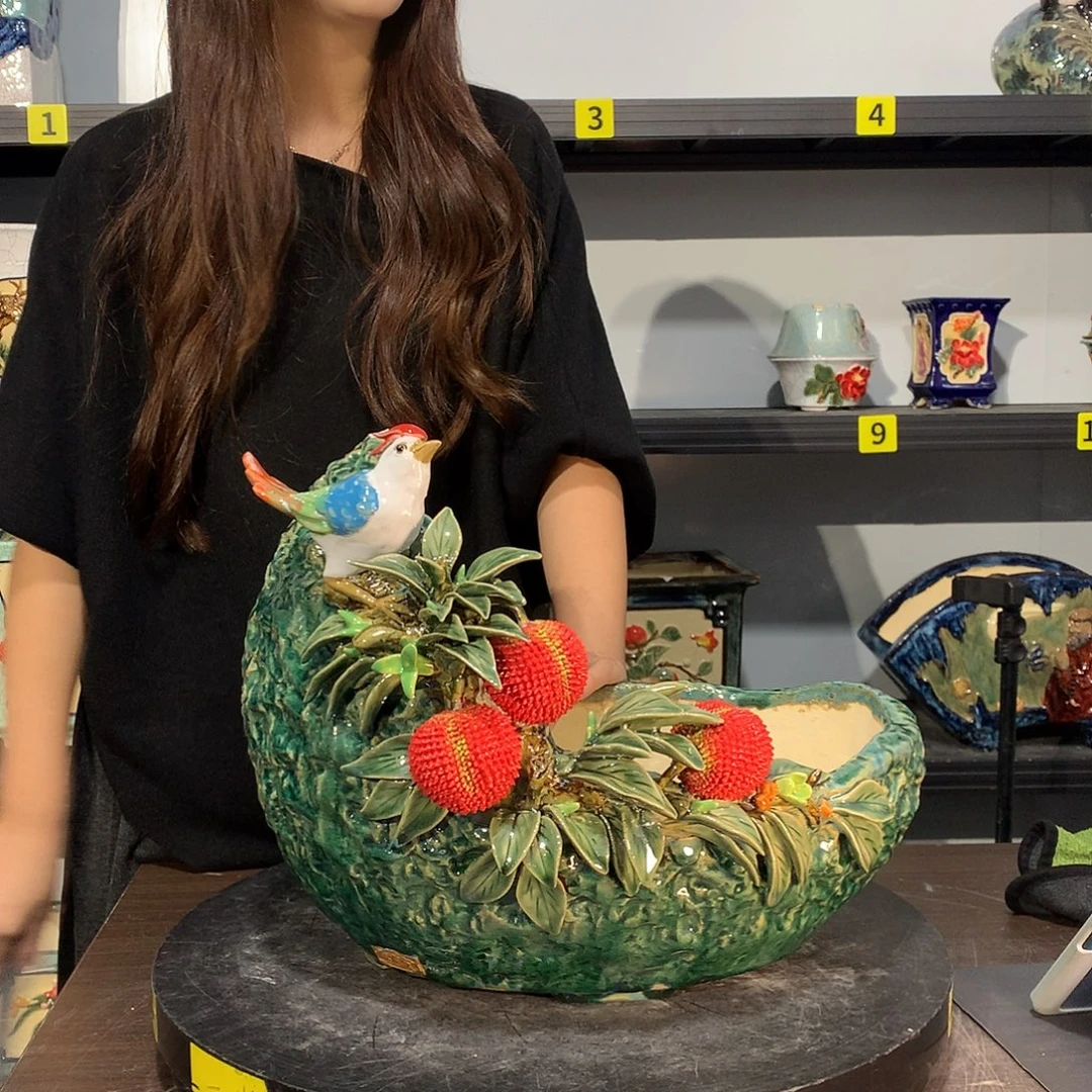 默***轩高温烧制石湾盆花盆