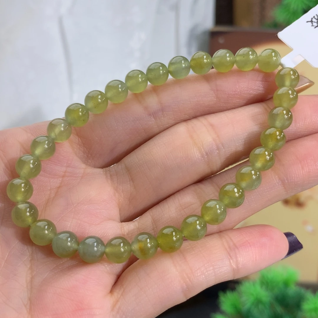 翡翠未镶嵌手串卡6冰胶茶黄手串