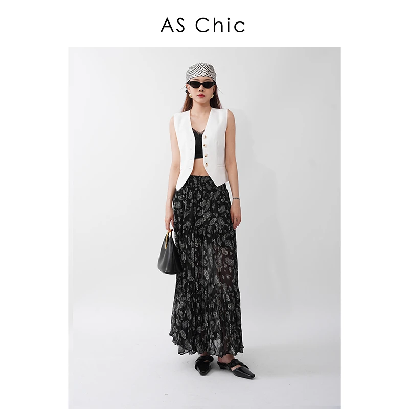 AS chic25SS 时髦百搭【腰果花】半身裙碎花裙夏季中长款AS6021