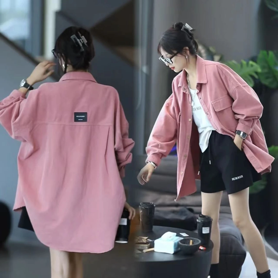 休闲宽松慵懒风衬衫女春秋百搭上衣开衫韩版时尚洋气衬衣外套