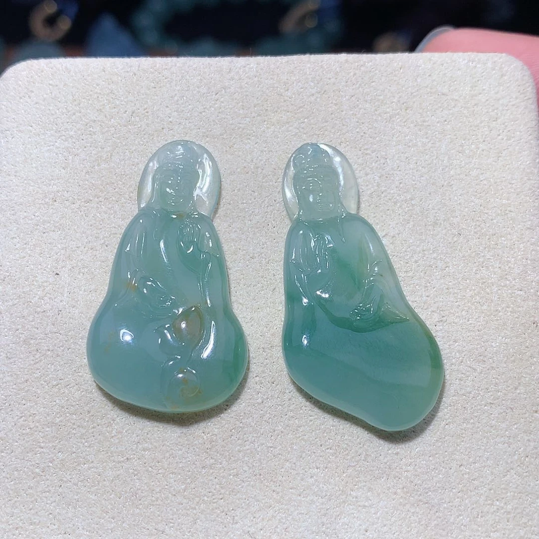 吊坠(不含链)未镶嵌翡翠一对观音