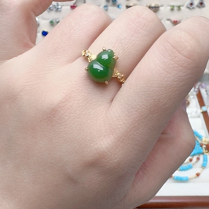 和田玉戒指银S925镶嵌682