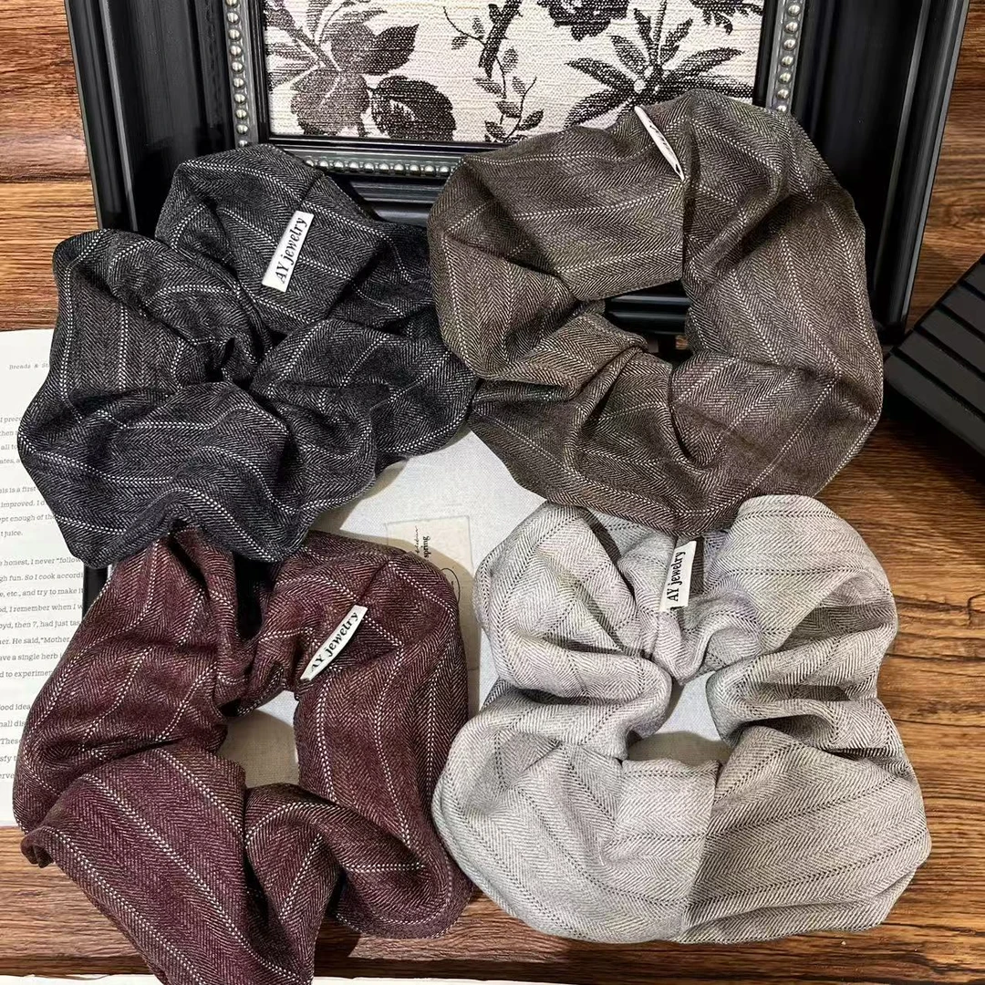 韩国新款高级感条纹大肠发圈女款日常外戴发夹发饰发夹子头Z0635