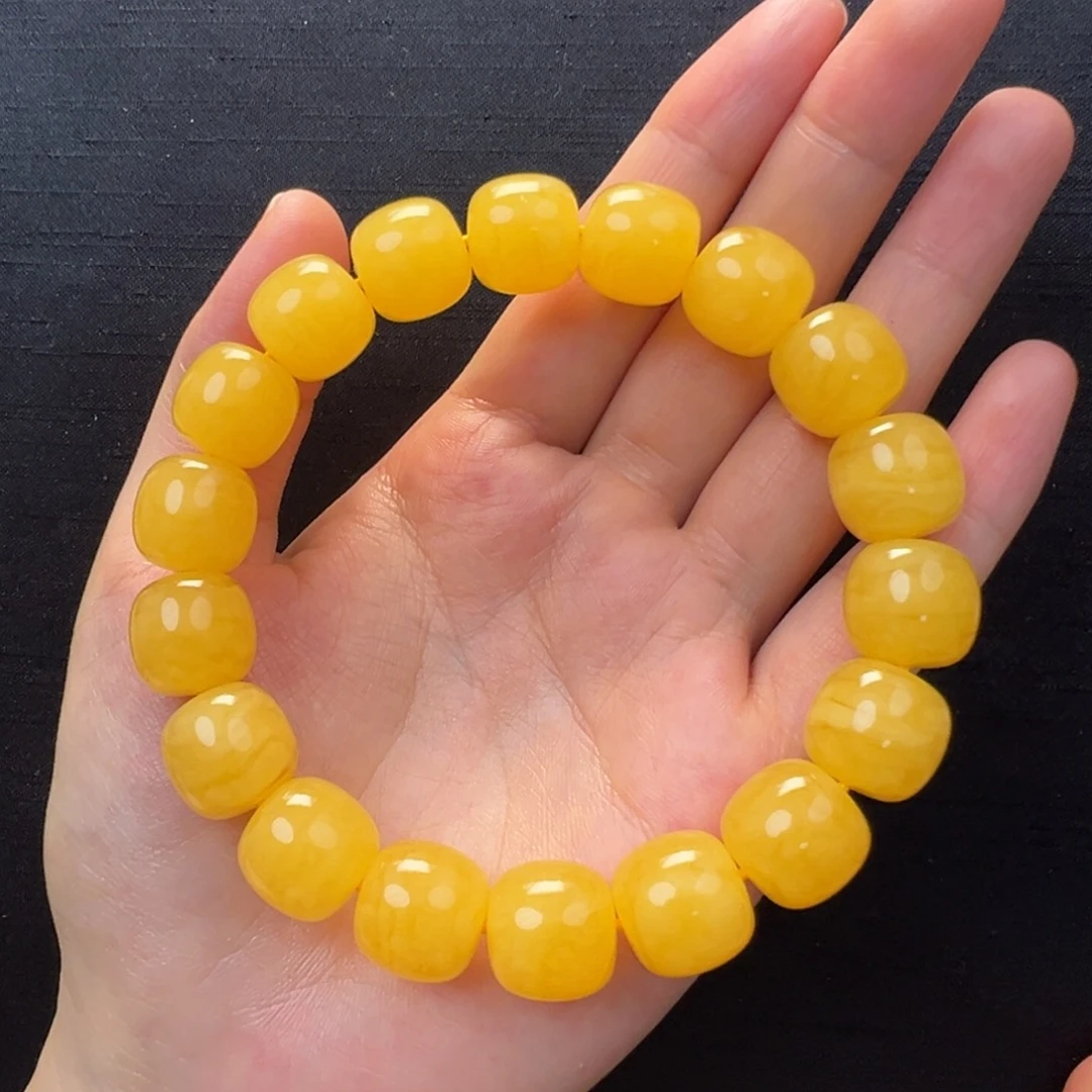 未镶嵌琥珀裸石焦皮同料橘底浓蜡手串13mm