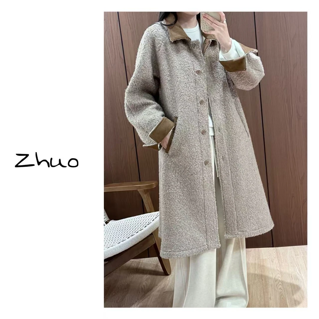 Zoe 原创【诺丁山道】冬季拼接领风衣内里加绒气质百搭休闲中长款
