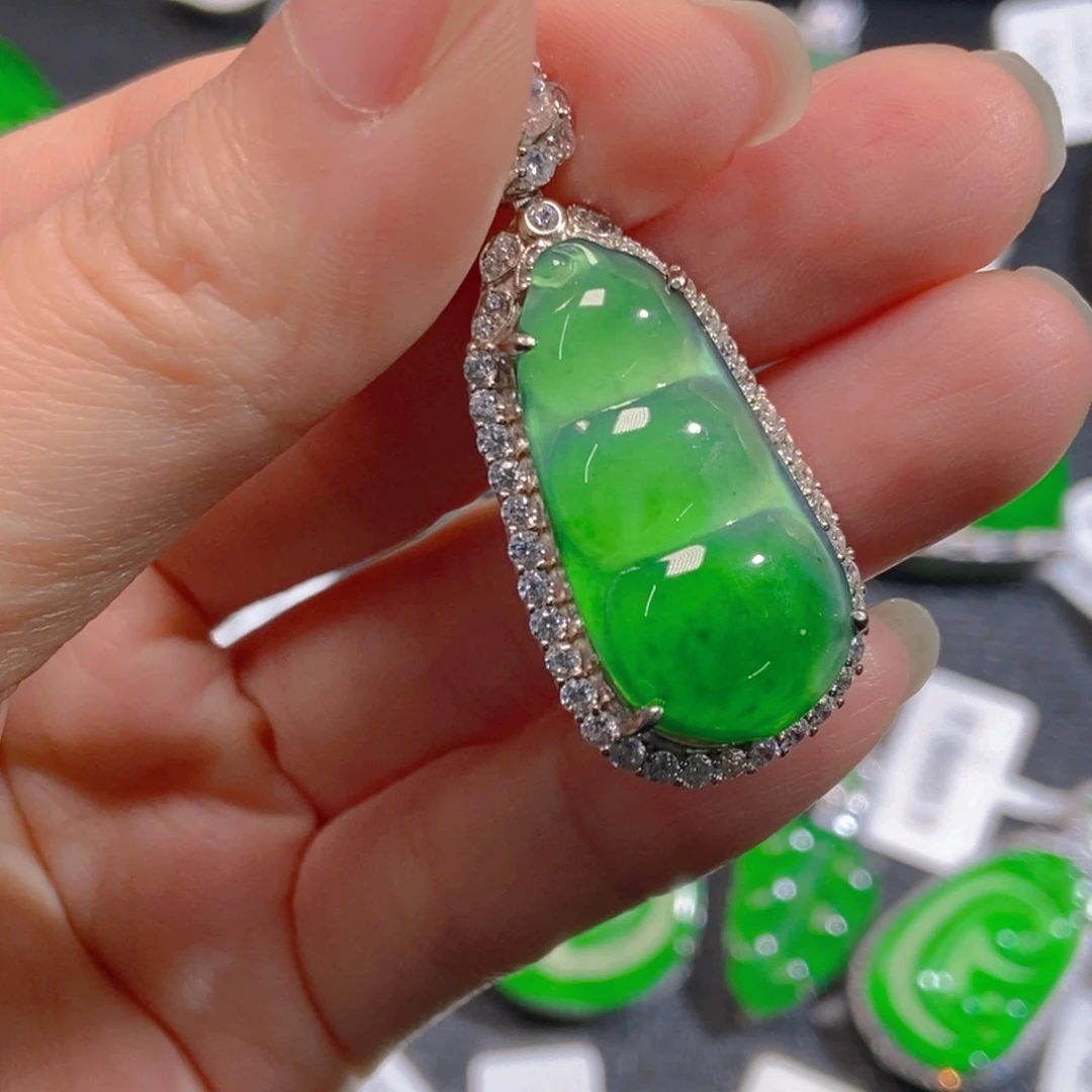 翡翠银S925镶嵌吊坠(不含链)