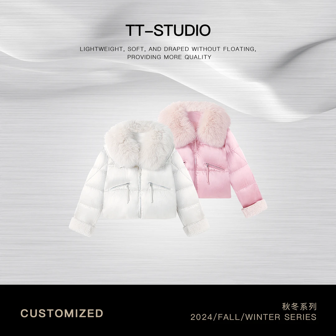 TT【流光】狐狸毛领拼接90白鹅绒保暖羽绒服冬季外套女TT-MYAG25126