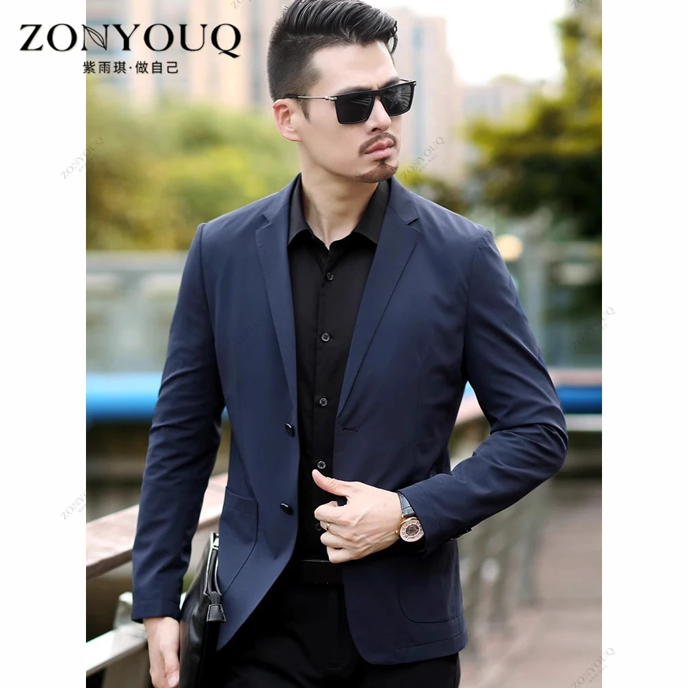 ZONYOUQ休闲西服男士春秋商务休闲修身潮流时尚百搭西装纯色外套