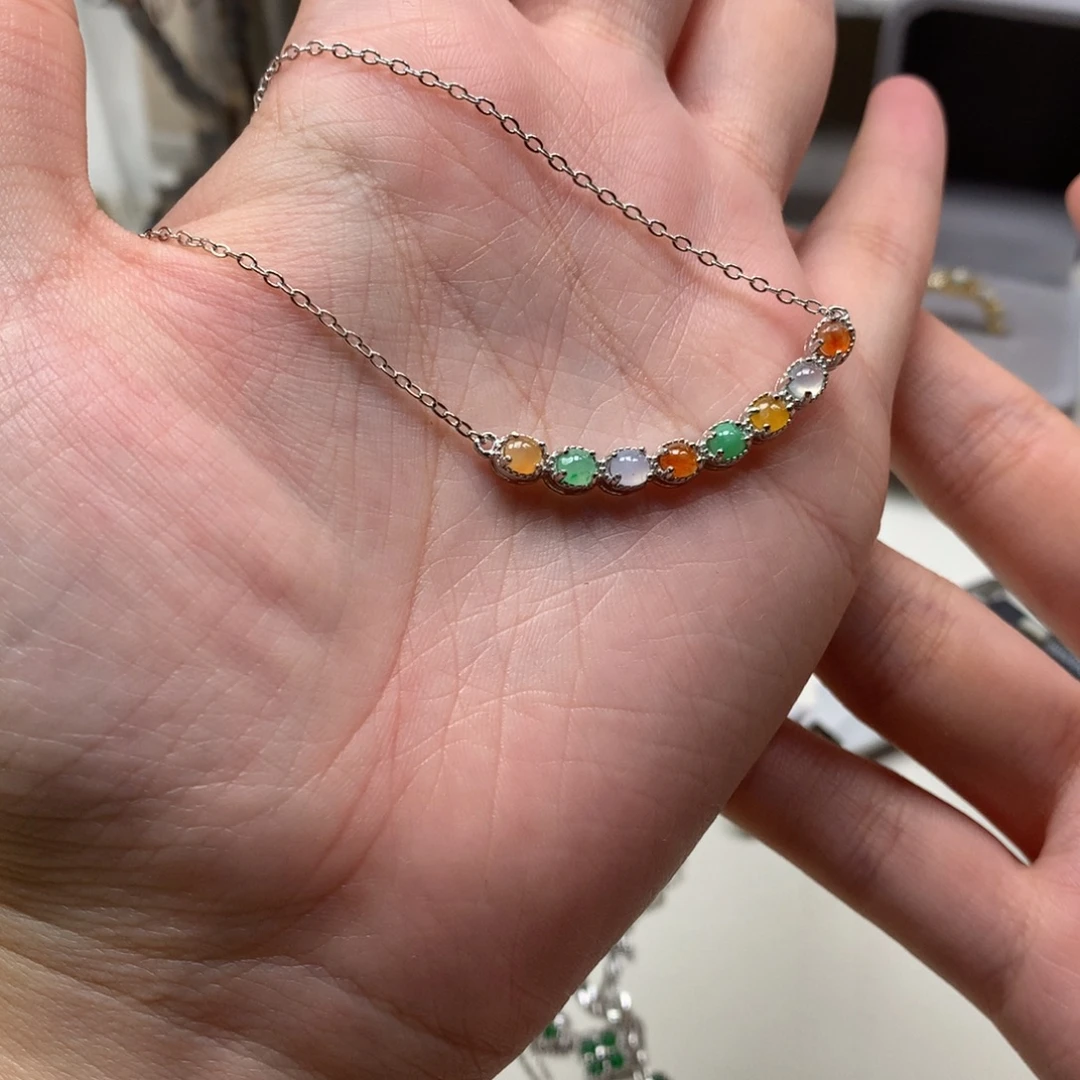 翡翠银S925镶嵌戒指项链