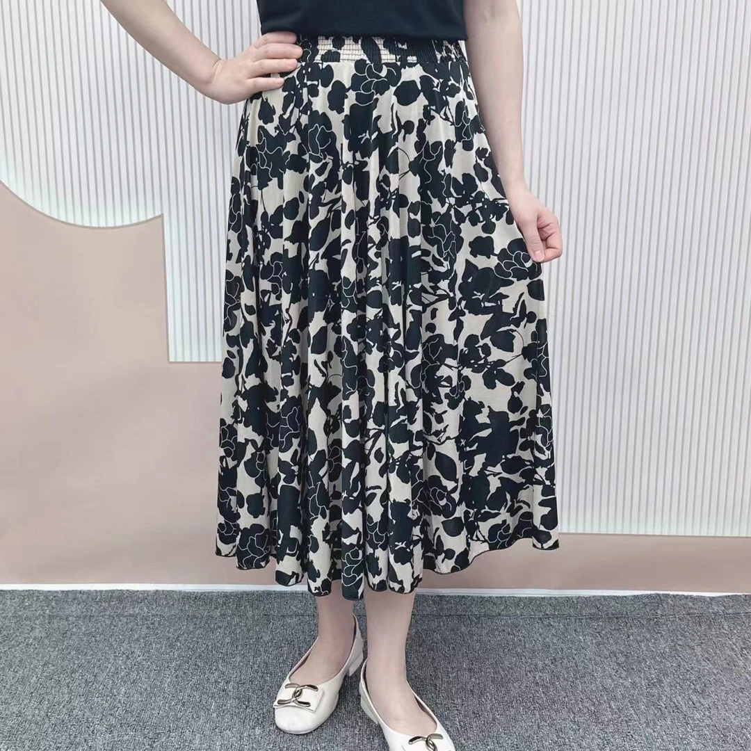 时尚夏季印花半身裙碎花显瘦气质宽松中长款大摆裙