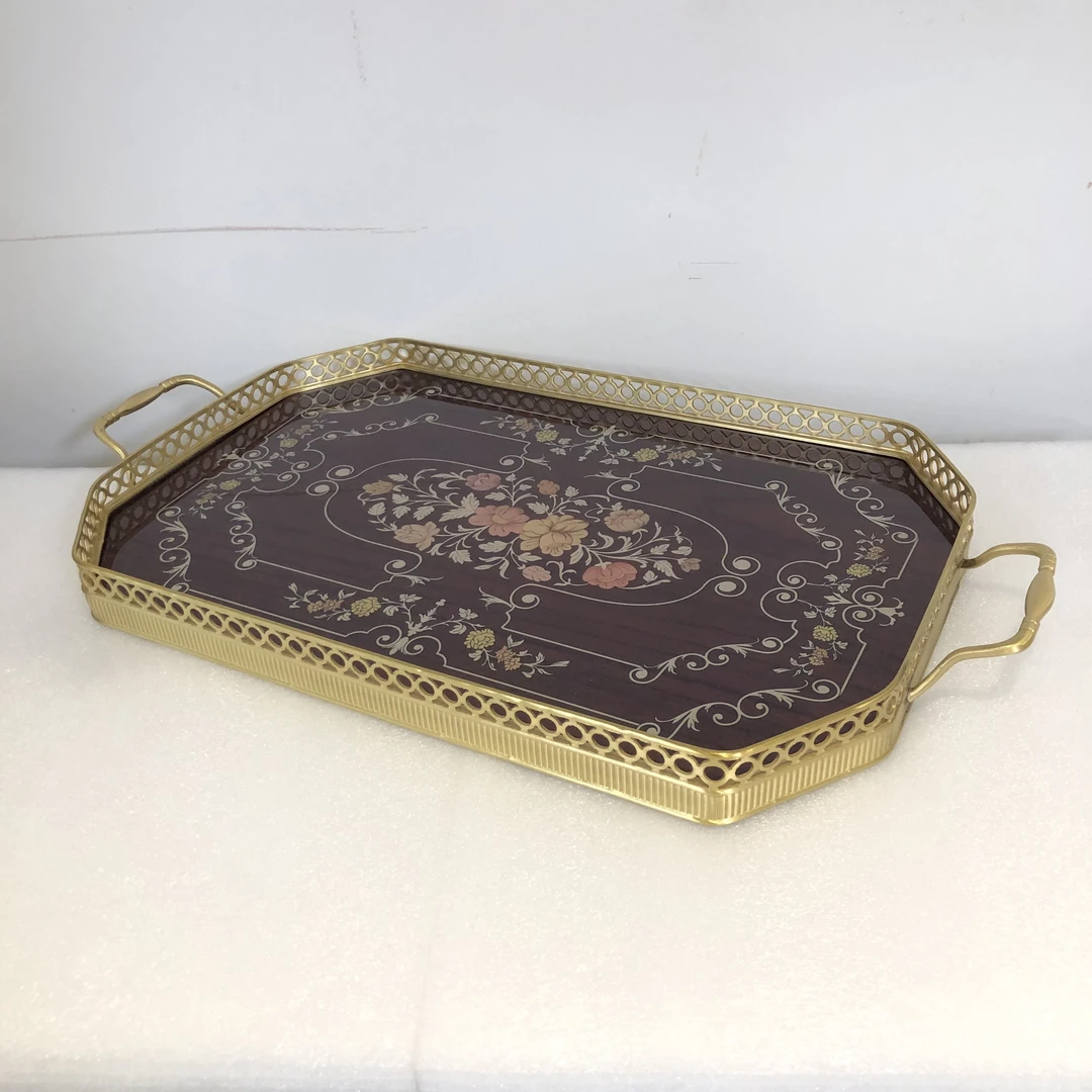 BORCH/博瑞奇黄铜玻璃多边铜盘桌面装饰摆件（09166）