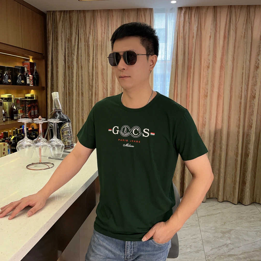2025夏季男士新款潮流图案字母印花上衣时尚短袖T恤高品质7103