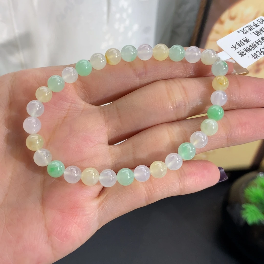 翡翠未镶嵌手串卡5.8冰胶多宝手串