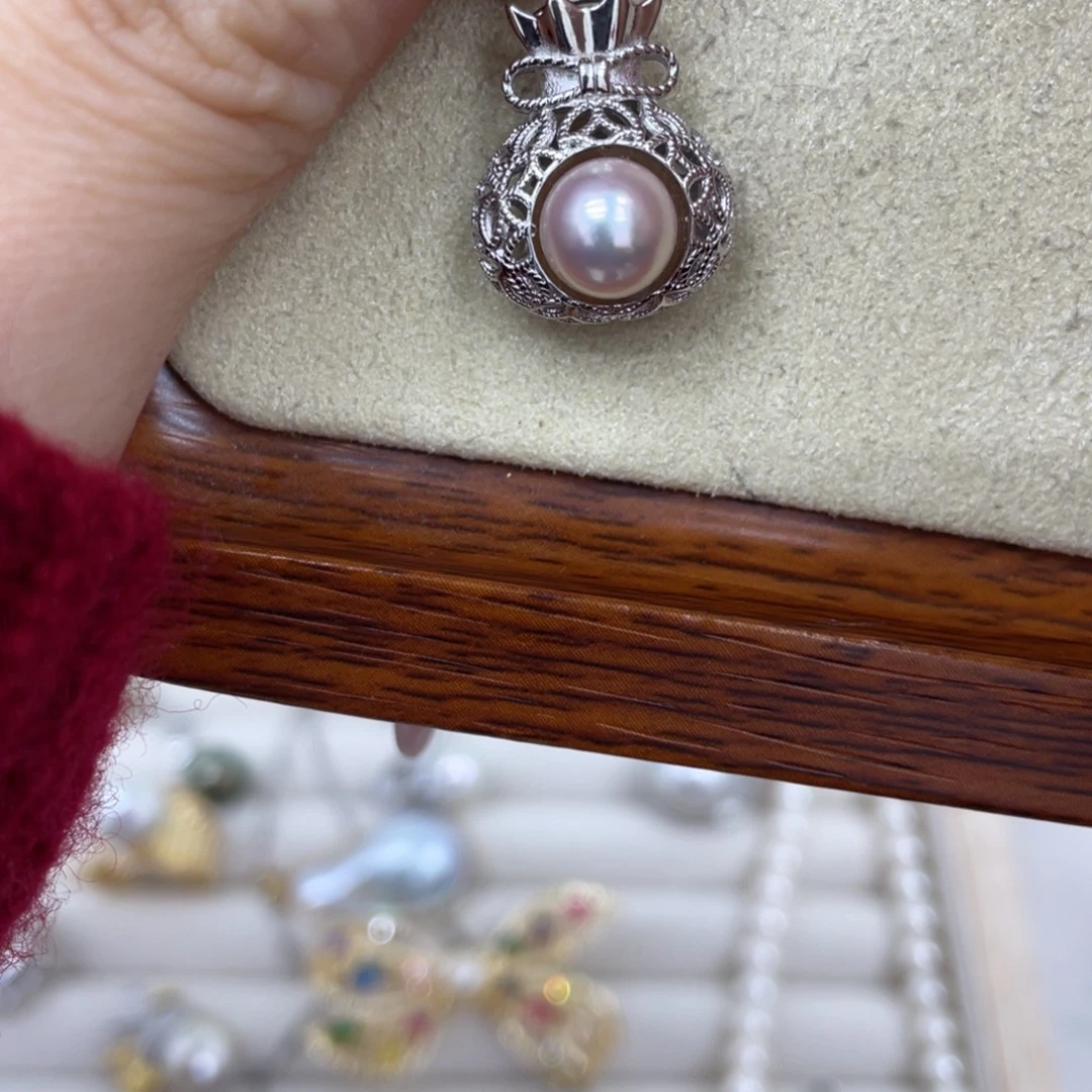 银S925镶嵌吊坠(不含链)海水珍珠