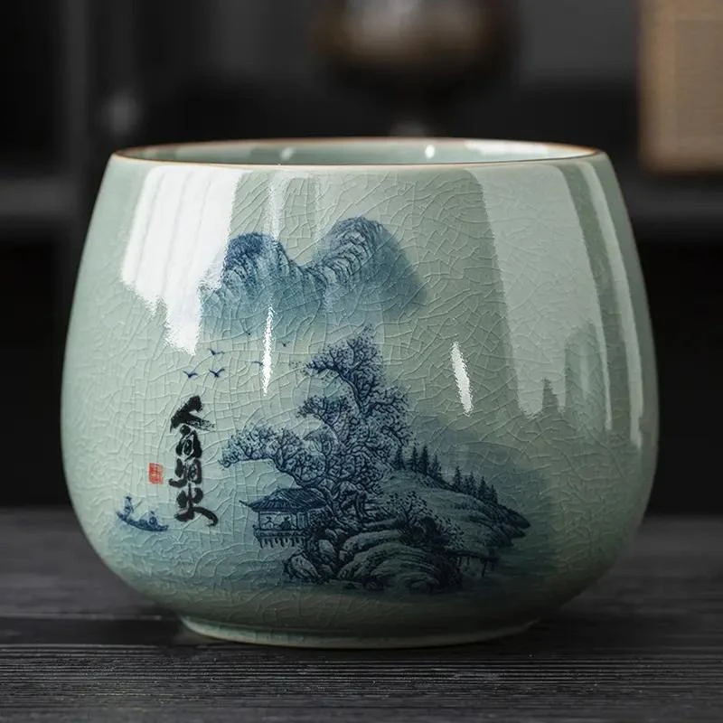 【轻奢好物严选】汝窑陶瓷简约家用复古水盂茶洗茶桶功夫茶渣缸茶盂