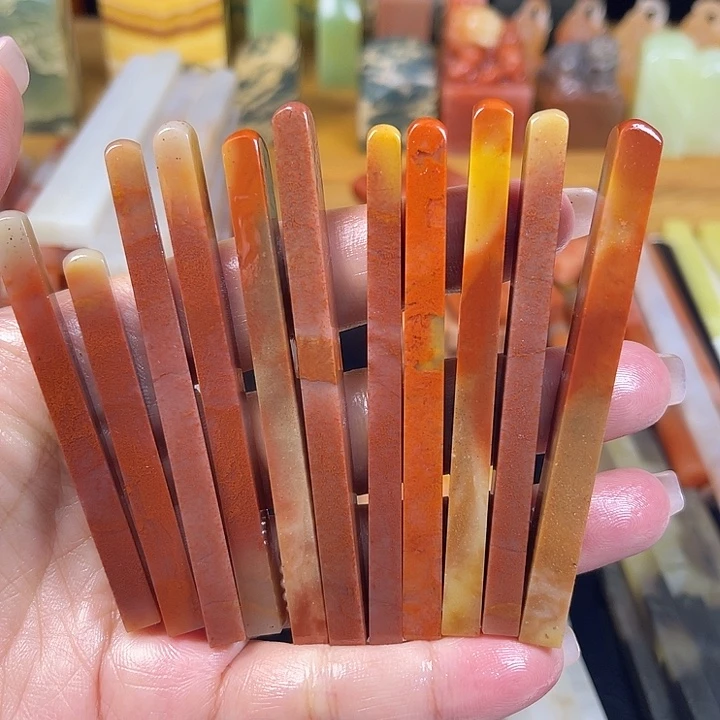 印石青田石老挝石牙签0.5多印面×11根