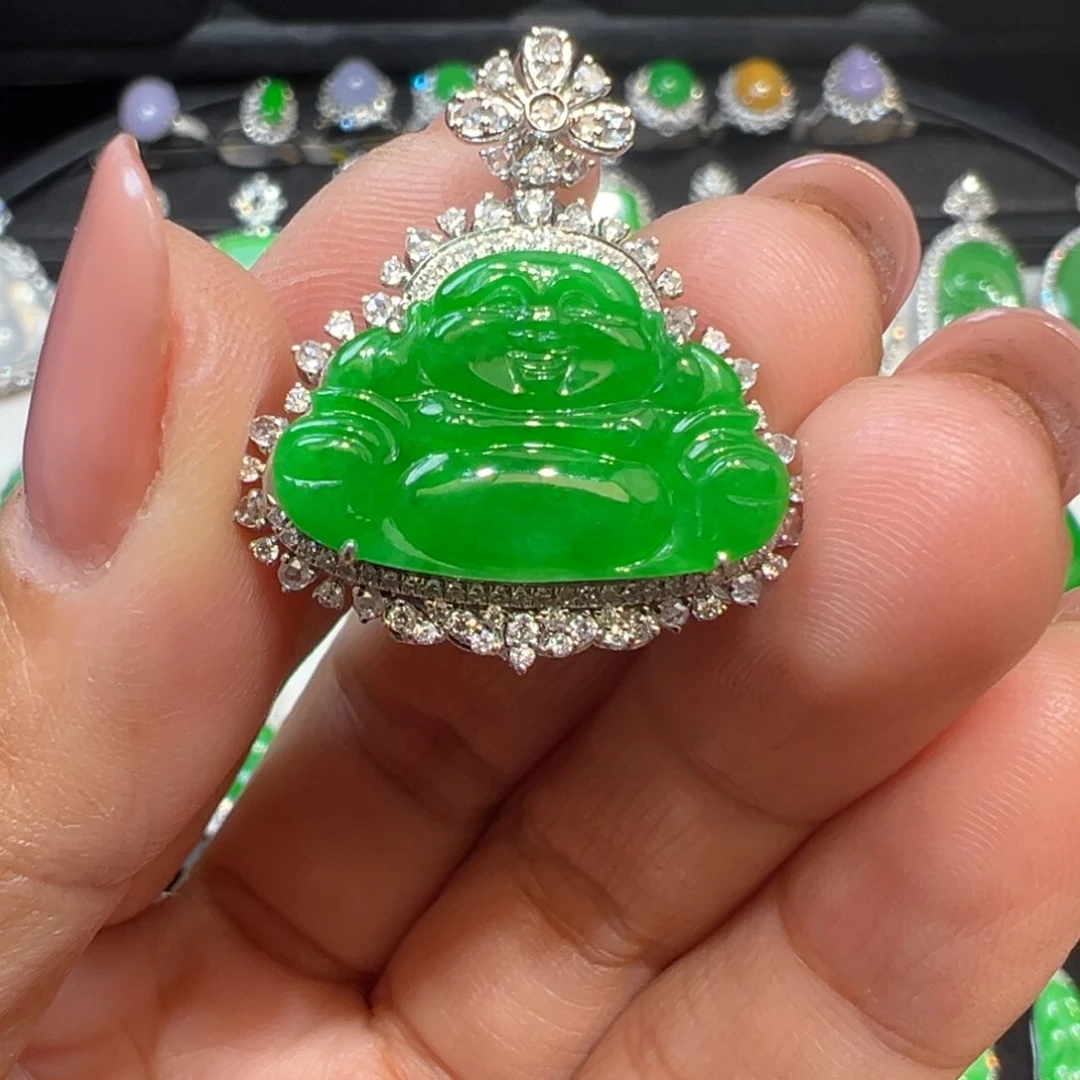 翡翠颈饰18K金镶嵌收到货48小时鉴赏期