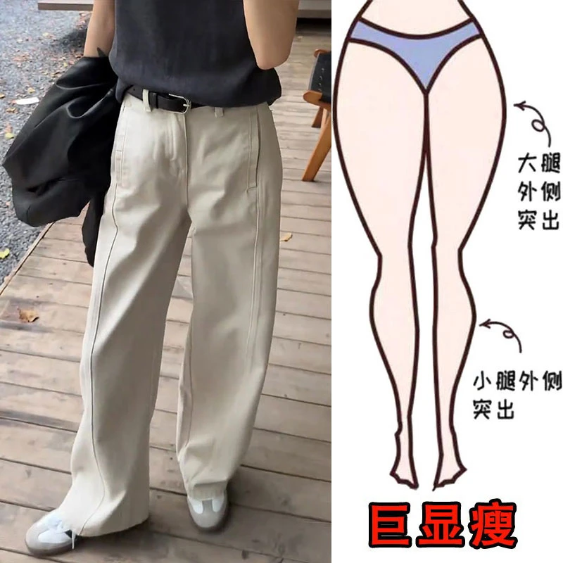 时尚高腰阔腿弯刀牛仔裤女秋季新款气质减龄宽松显瘦垂感拖地裤