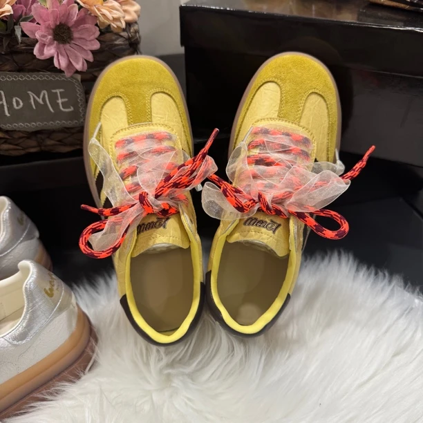 厚底板鞋女2025春季新款小众设计感双鞋带韩版真皮小白鞋