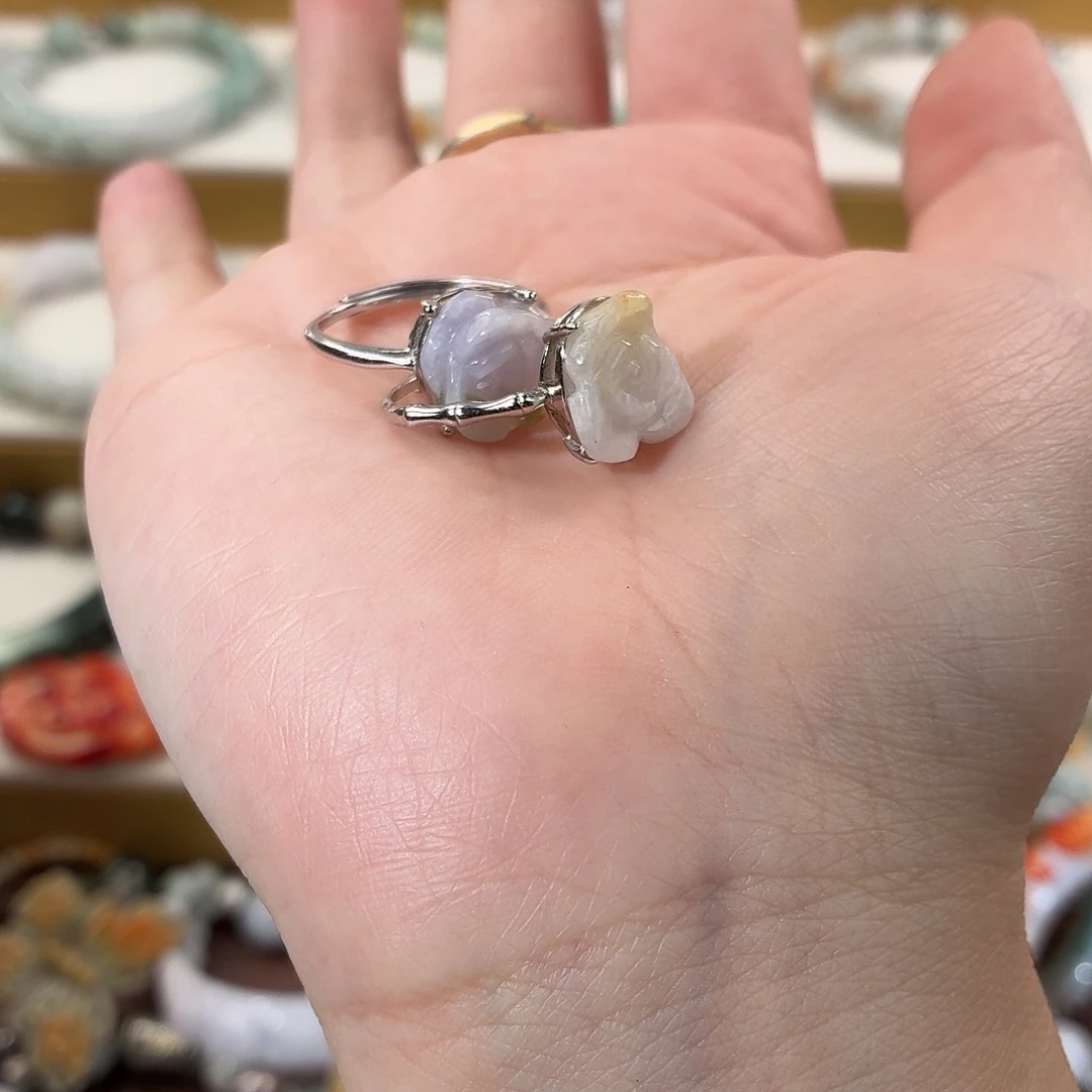 翡翠未镶嵌手镯花花戒指