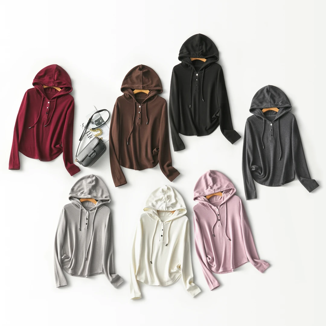 Miss Chen 一触即暖！山羊绒连帽卫衣女 BS-8536