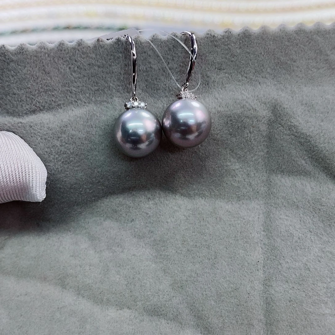 银S925镶嵌耳饰海水珍珠10-11