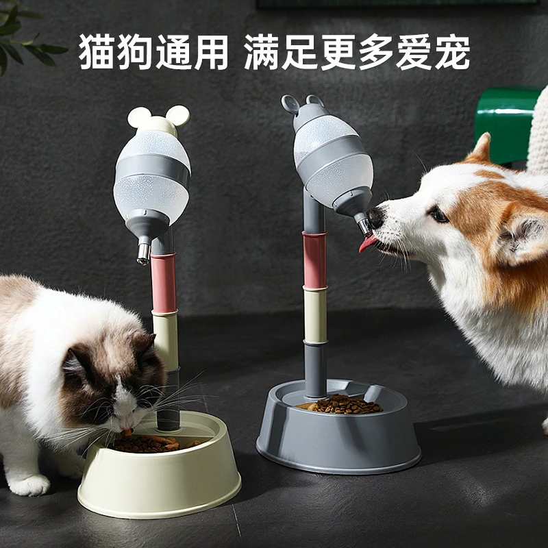 爆款宠物饮水器狗盆喂食猫碗立式狗水壶节节高真空压缩双肩背包