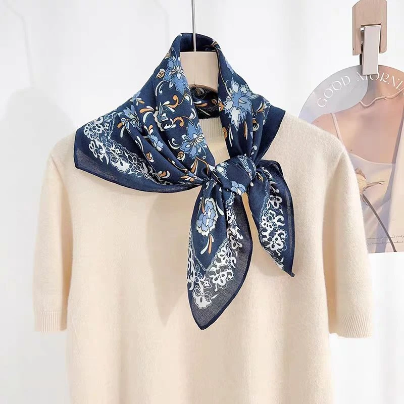 3月【70丝毛  都市蓝】丝巾围巾高级披肩送礼复古国风双面