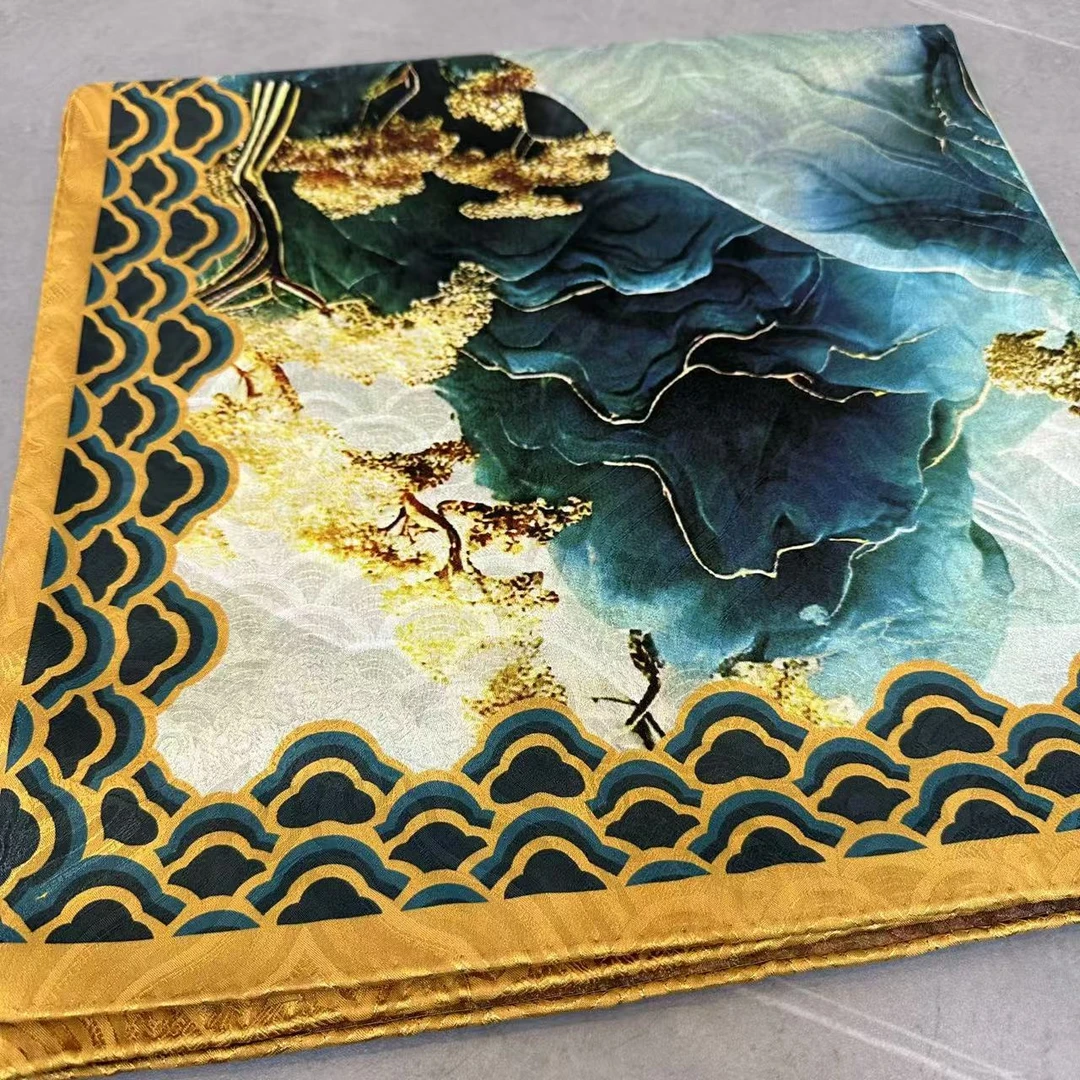 【松旷清】140*140珠光缎香云重磅大气爆款国风提花高端百搭丝巾