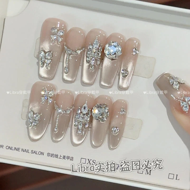 【银河之夏】纯手工高定猫眼手工穿戴甲气质美甲百搭仙女款