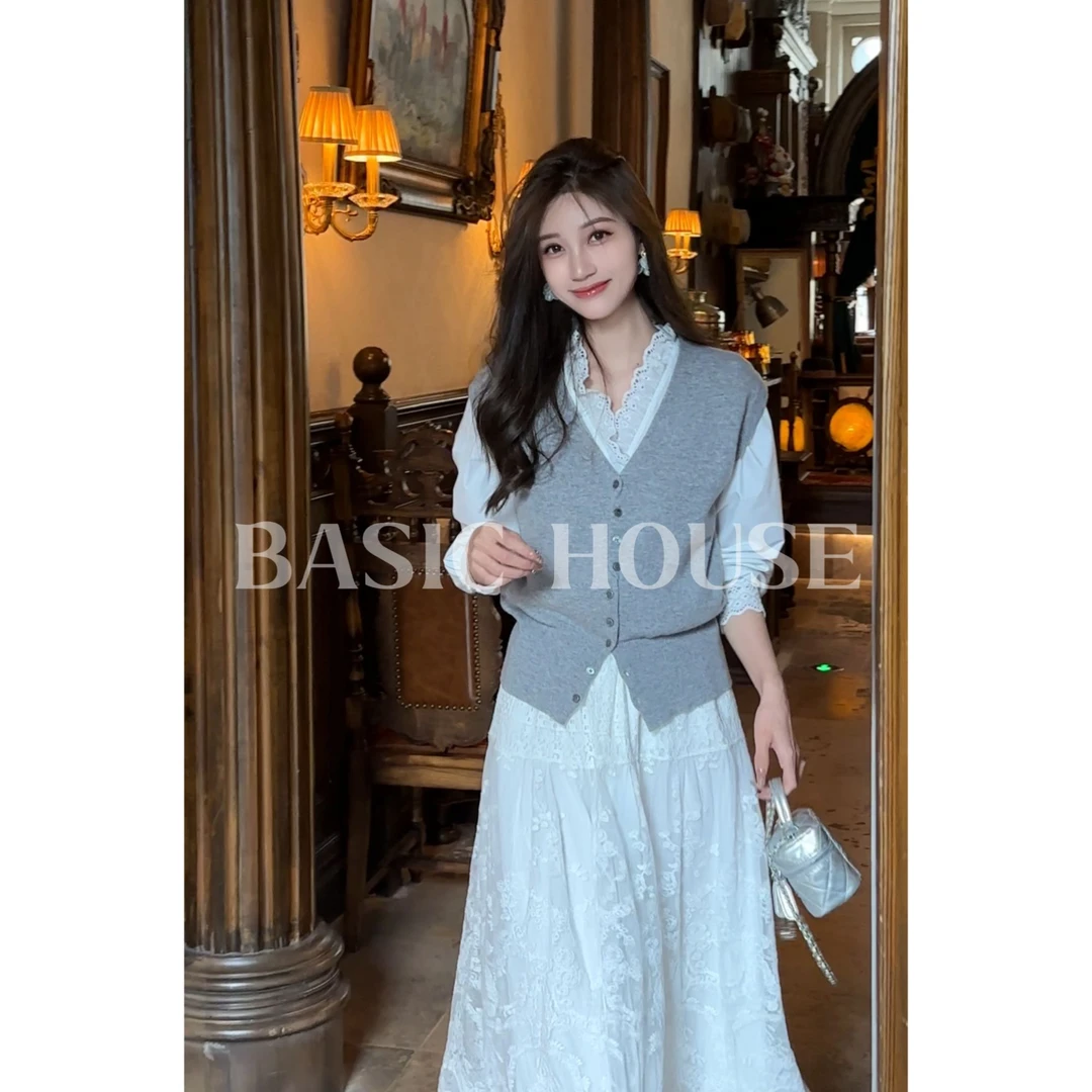 Basic House/百家好2025春季夏季极简纯色设计感气质套装女