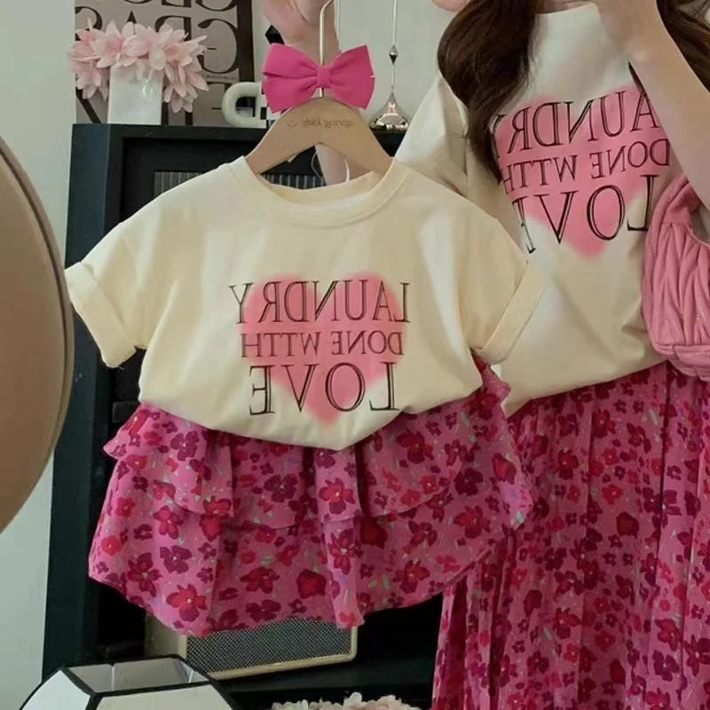 9036夏季新款韩版女童上衣洋气时尚印花T恤儿童女宝网红夏款通用