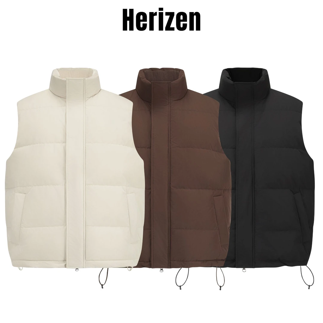 Herizen · 秋冬男士95白鸭绒保暖休闲纯色立领羽绒马甲DHQ09921