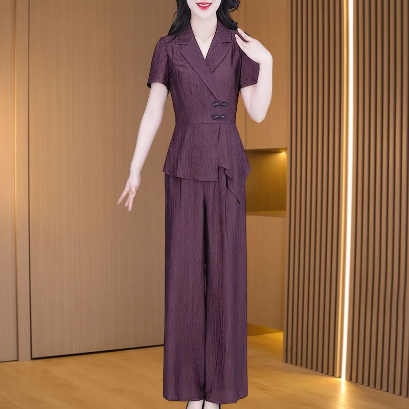 【上衣+裤子】优雅新款气质时尚休闲收腰显瘦套裤25343