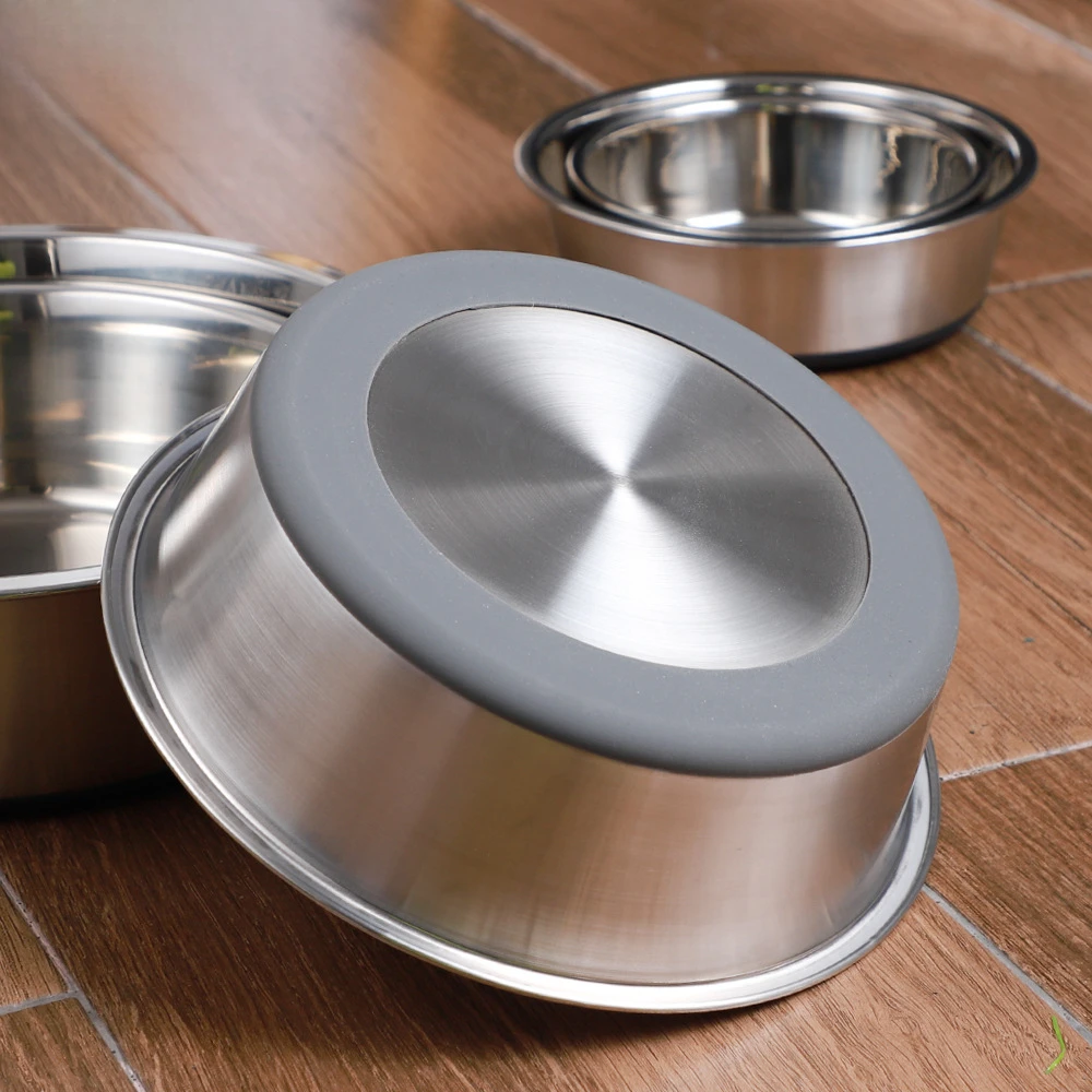 爆款硅胶宠物碗不锈钢狗盆狗饭碗喂食饮水宠物用品猫碗大容量食盆