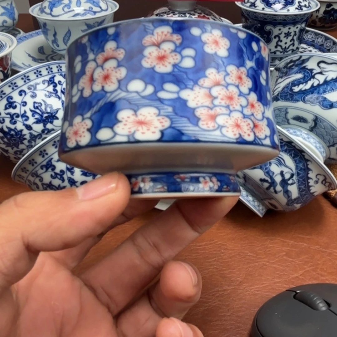 摆件陶微瑕冰梅大杯子景德镇发货