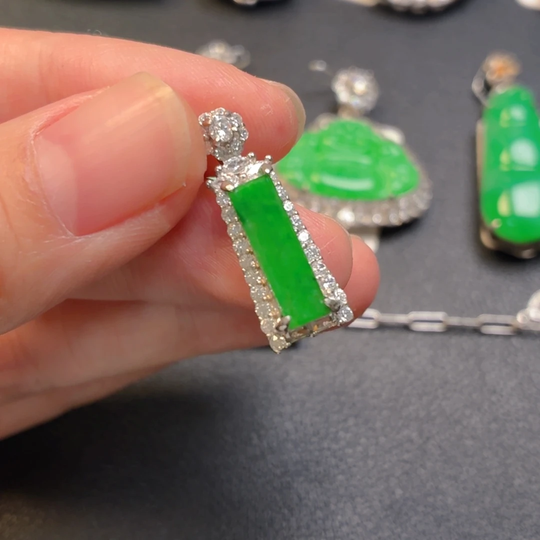 翡翠银S925镶嵌吊坠(不含链)