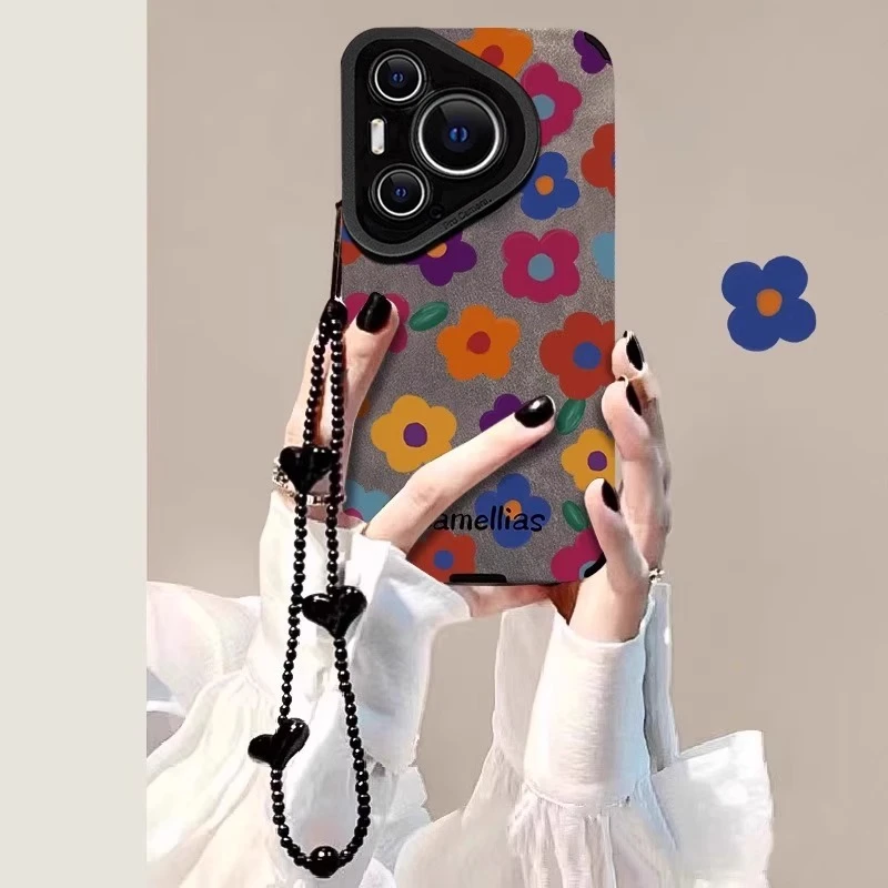 彩色花朵适用华为pura70pro手机壳p70ultra春夏女款p60防摔mate70