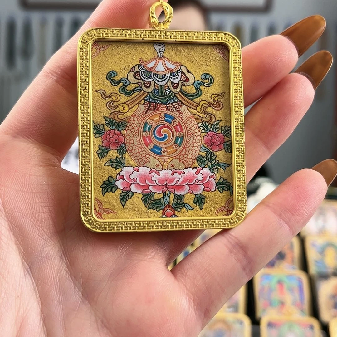 吊坠八宝罗盘纯手绘唐卡