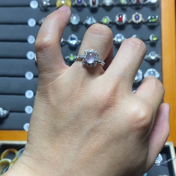 蛇纹石玉戒指银S925镶嵌故*