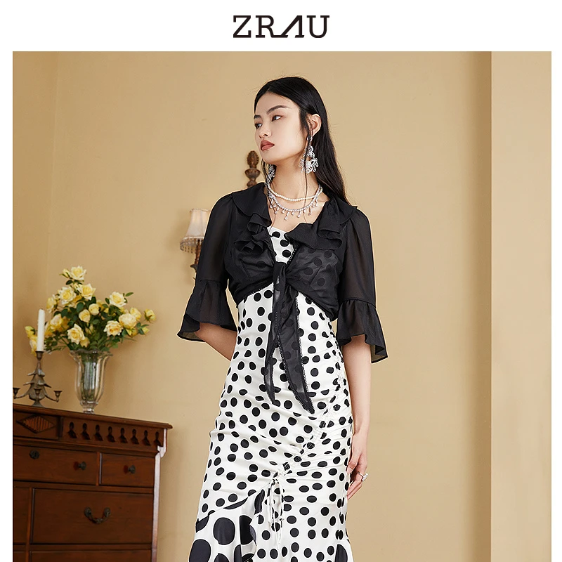 优雅百搭气质黑色雪纺外套91030221348