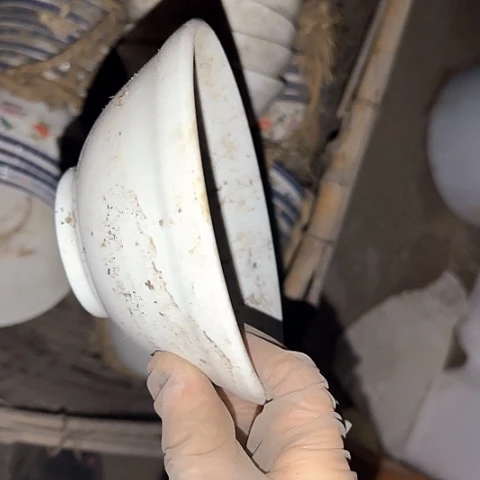 瓷片国营厂库存微瑕14厘米斗笠碗2个