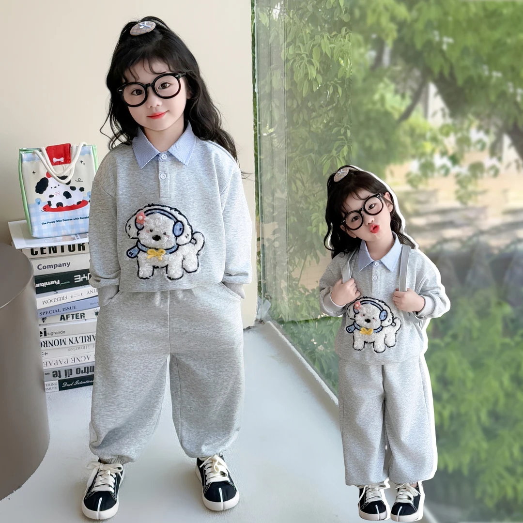 女童polo卫衣套装洋气儿童春秋季新款女宝宝休闲两件套小女孩时髦