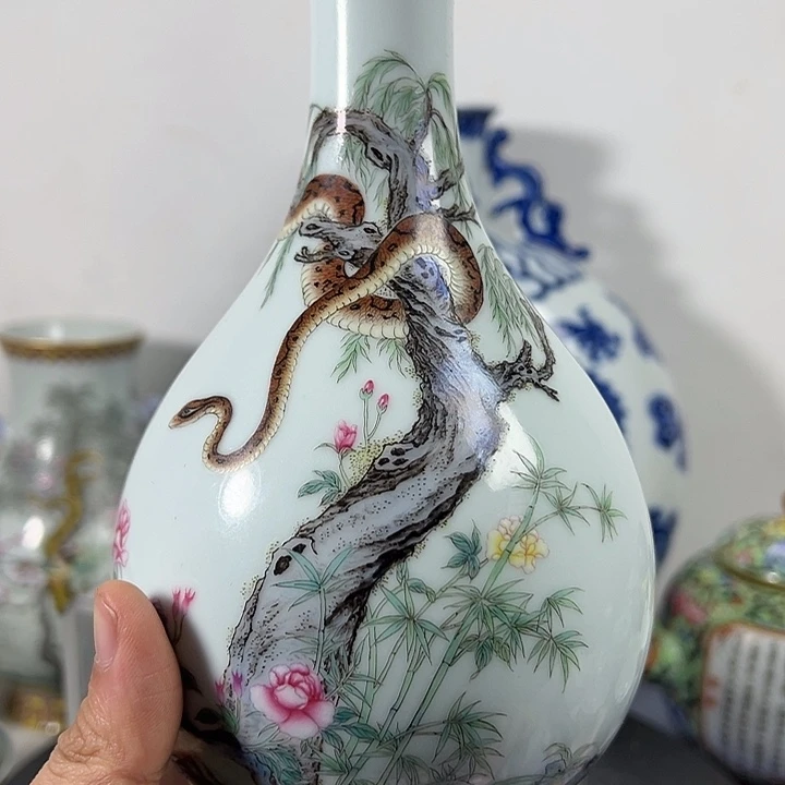 瓶珐琅彩蛇纹陶瓷瓶