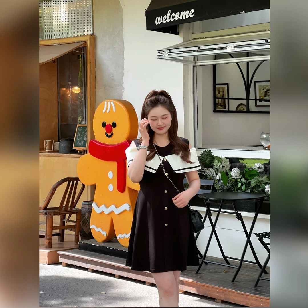 楠序【美神降临】魏魏微胖女装 2025年夏装出街洋气女连衣裙YZ36126