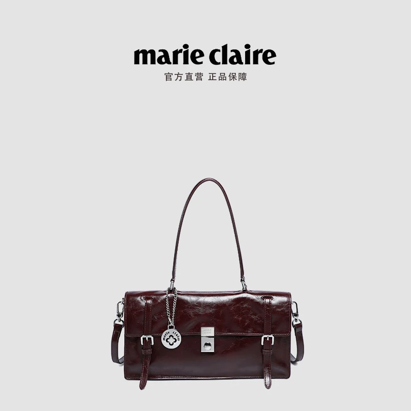Marie claire 新款中号邮差手提包MC3226车厘子红