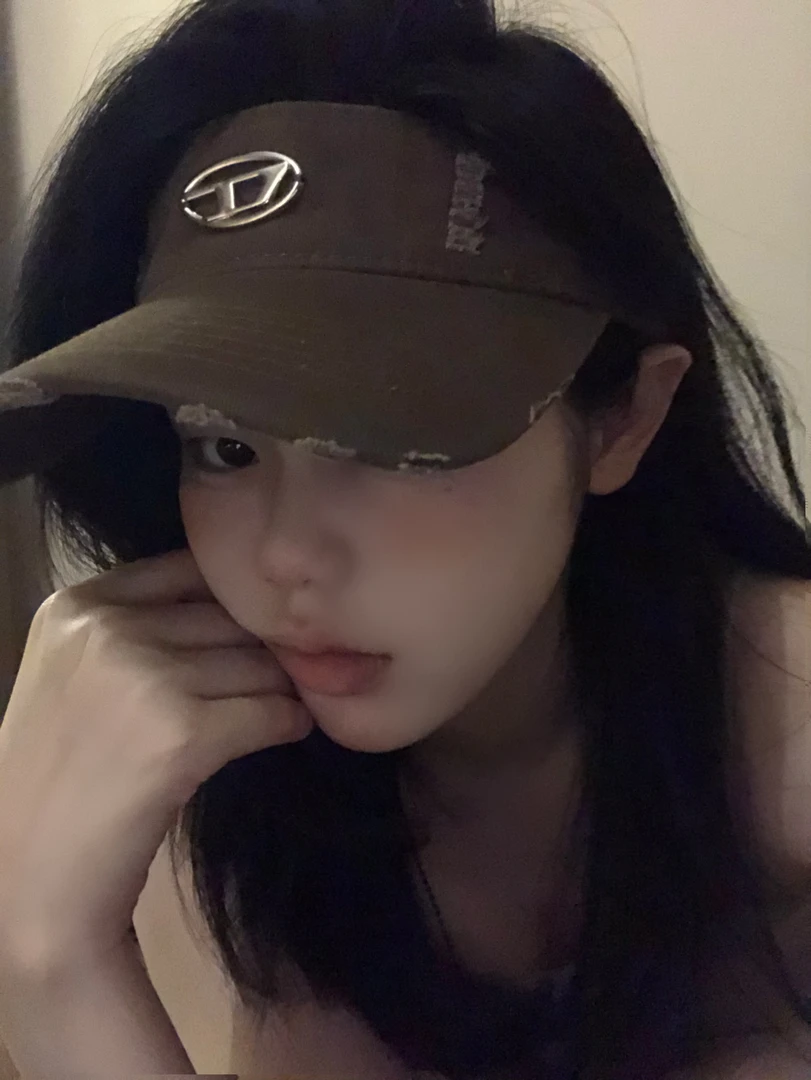 夏天破坏设计D字母无顶鸭舌帽女跑步运动户外遮阳防晒棒球帽情侣